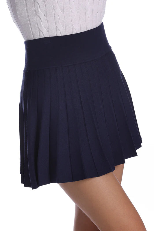 Viscose Pleated Navy Skirt