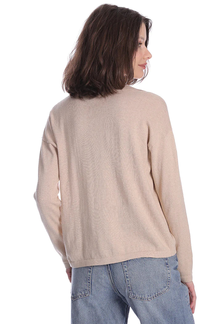 Cotton Cashmere Long Sleeve Solid Camp Shirt Brown Sugar