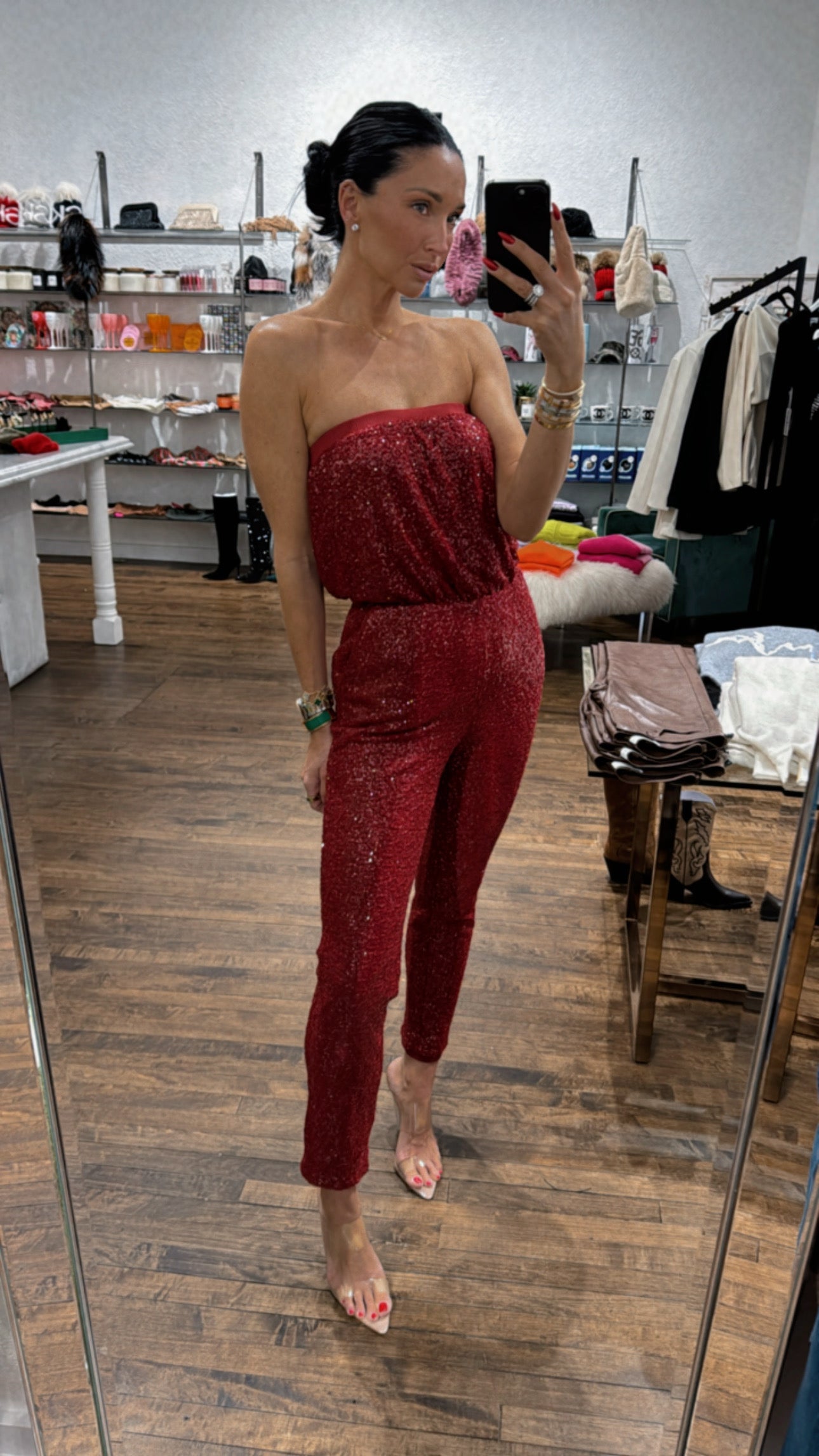 Red best sale glitter jumpsuit