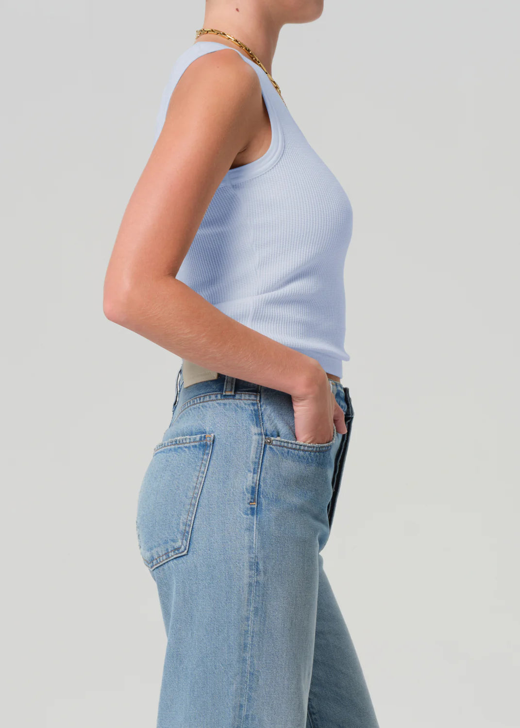 Inez Waffle Tank Periwinkle