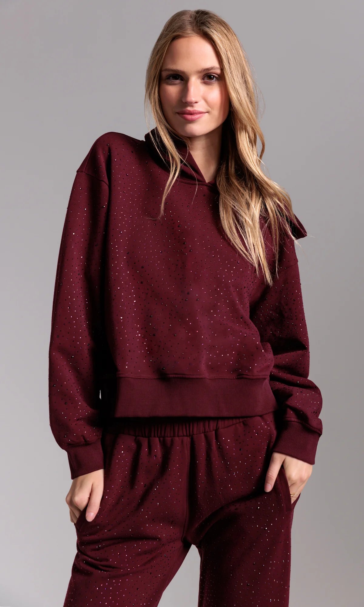 Renae Compact Crystal Hoodie Malbec