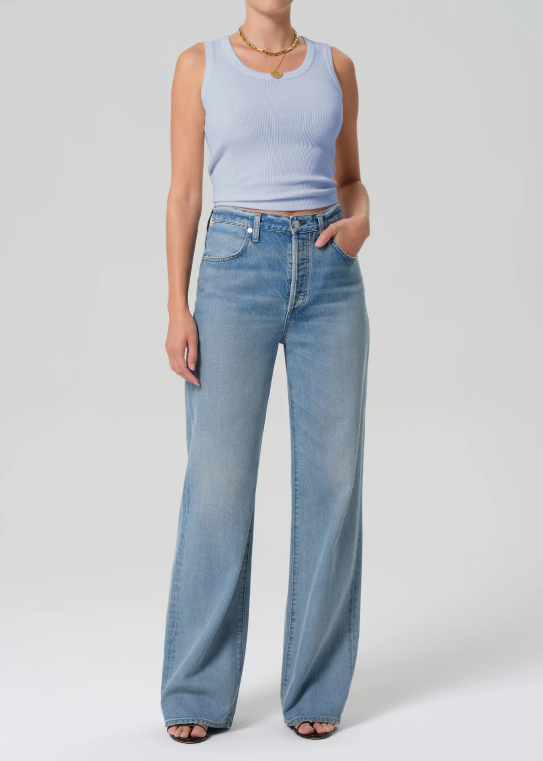 Inez Waffle Tank Periwinkle