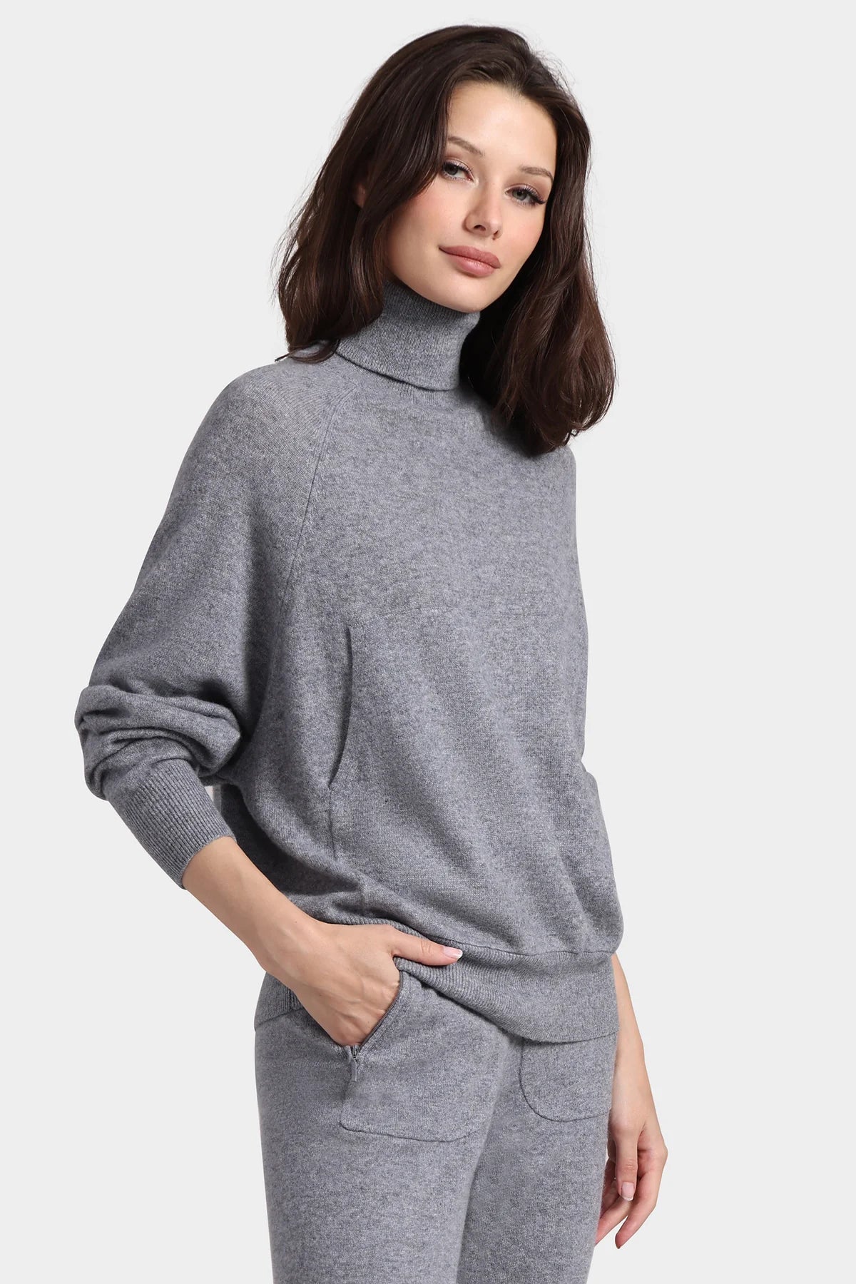 Cashmere Oversized Turtleneck With Front Pocket