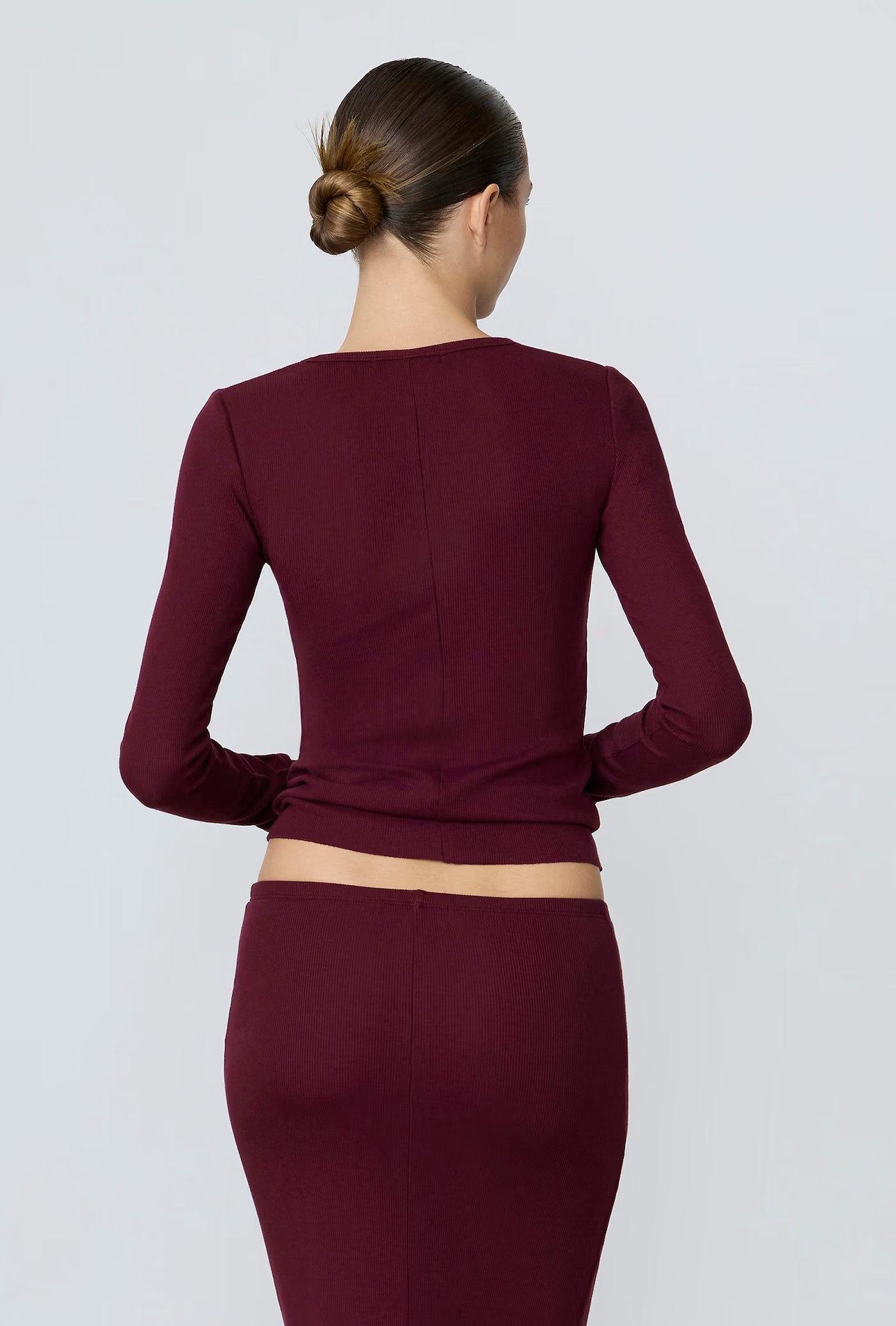 Long Sleeve Fitted Top Oxblood