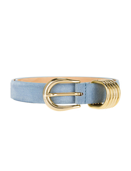 Hollyhock Suede Belt Powder Blue and Gold