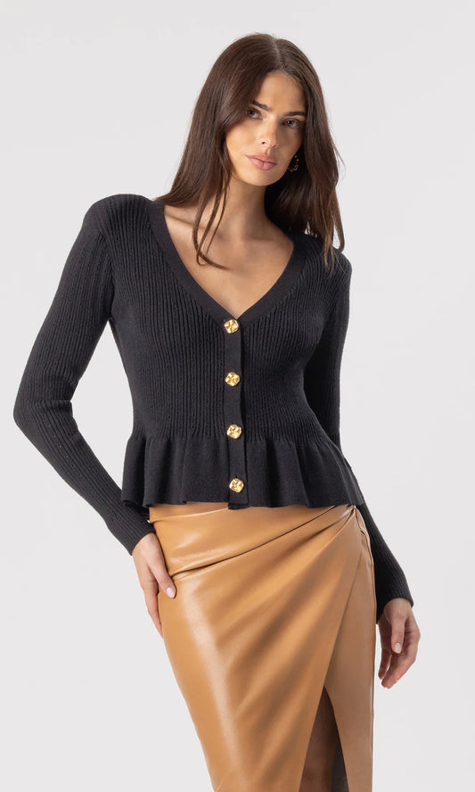 Lirio Pointelle Cardigan Black