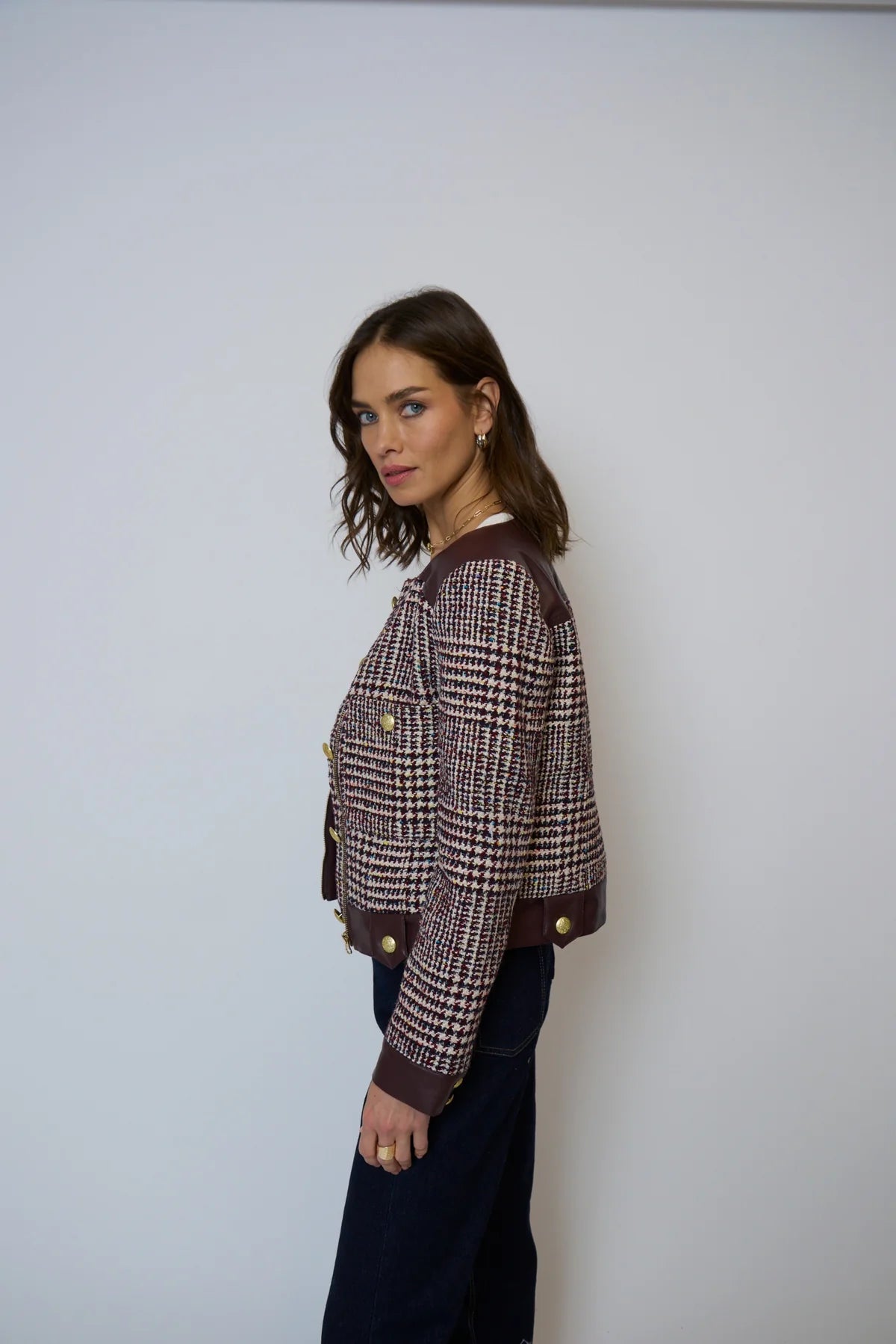 Billie Houndstooth Combo Jacket