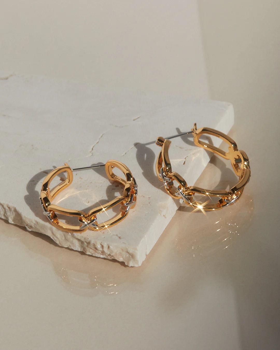 Two Tone Chain Hoops