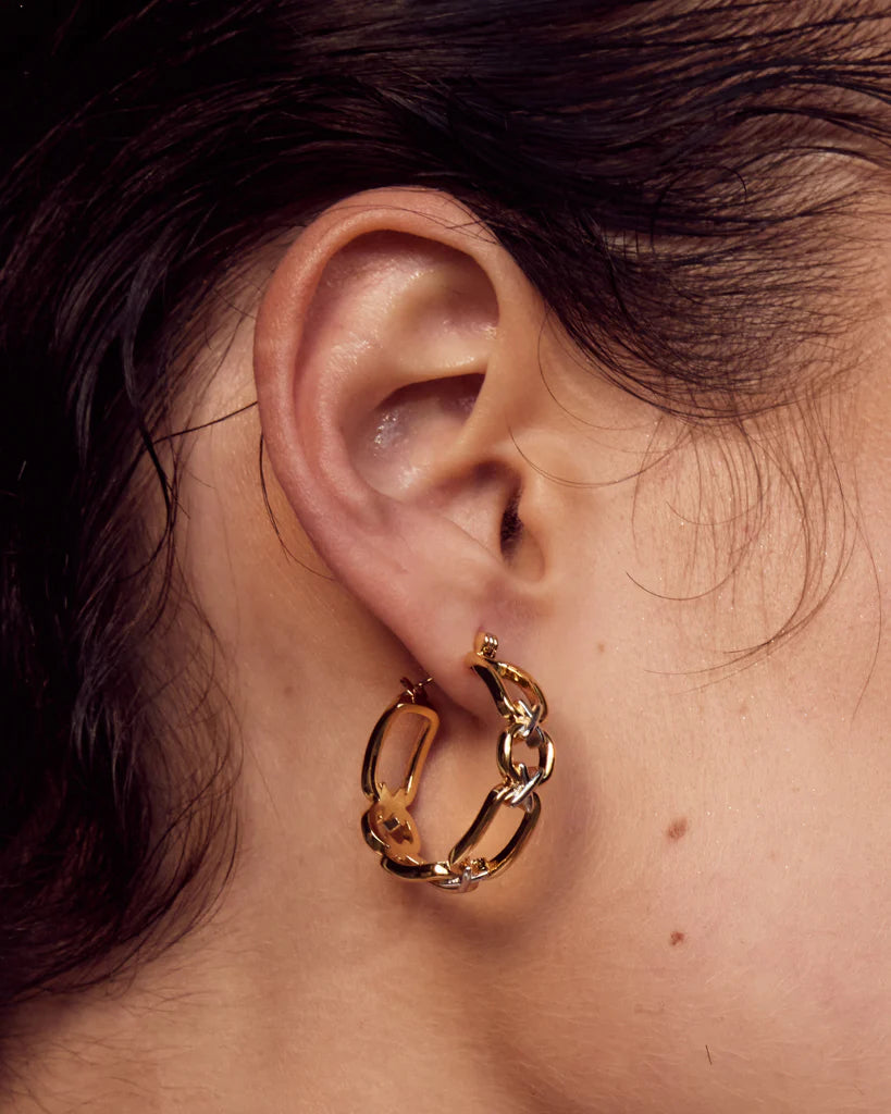 Two Tone Chain Hoops