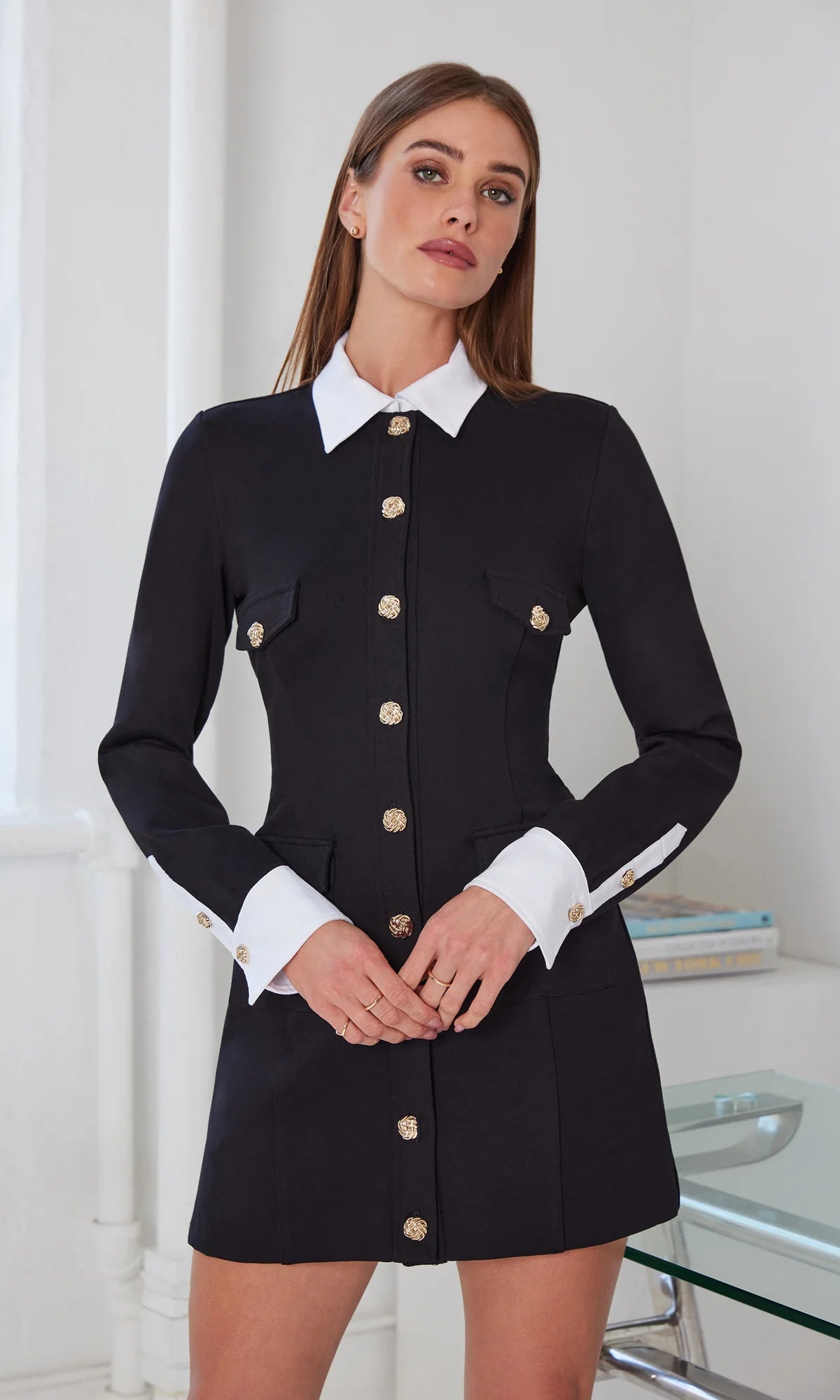 Kendall Poplin Combo Ponte Dress