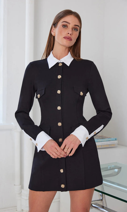 Kendall Poplin Combo Ponte Dress