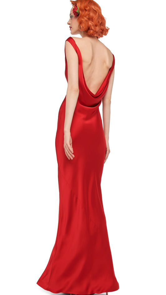 Sleeveless Low Back Drape Gown