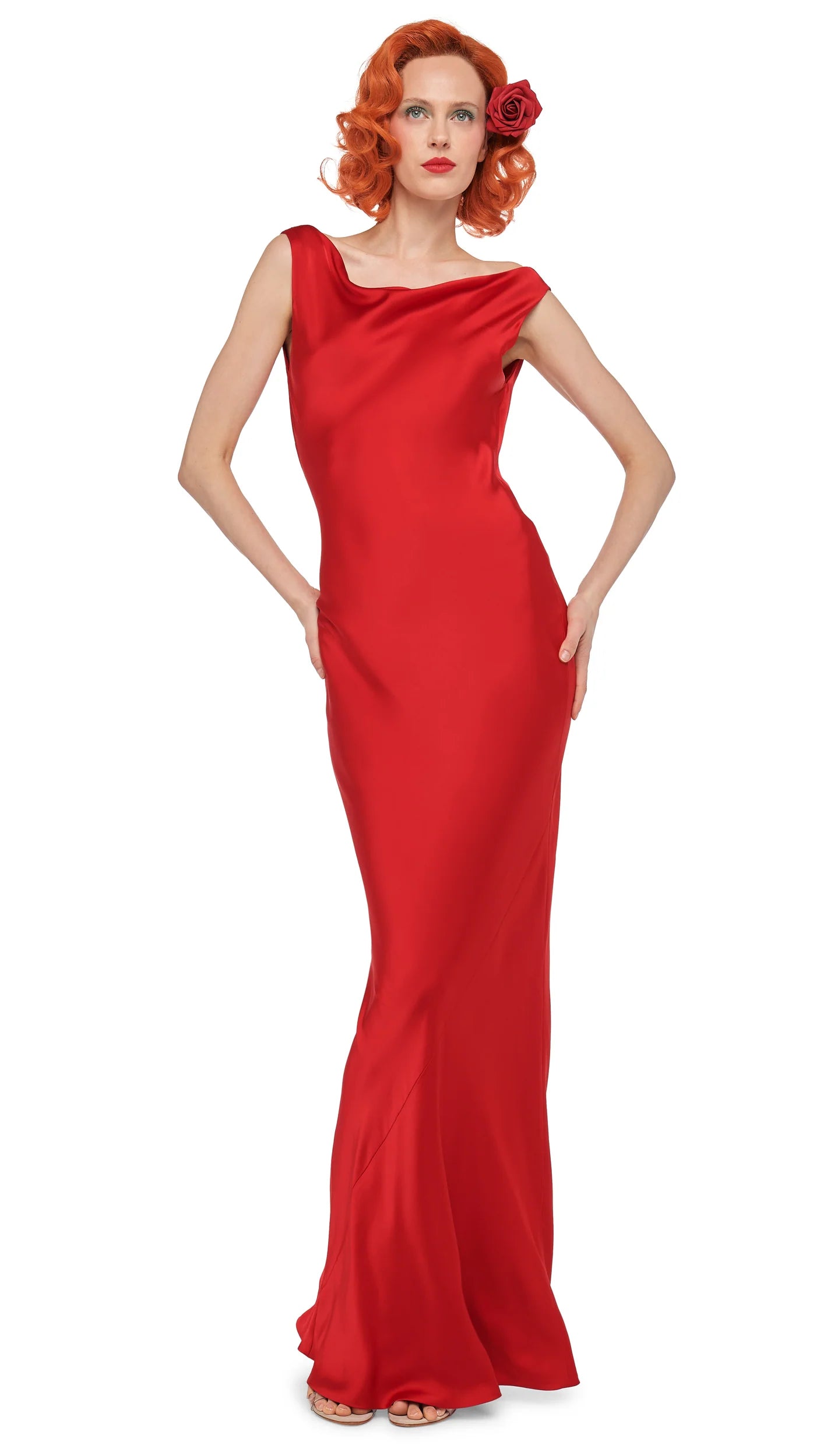 Sleeveless Low Back Drape Gown