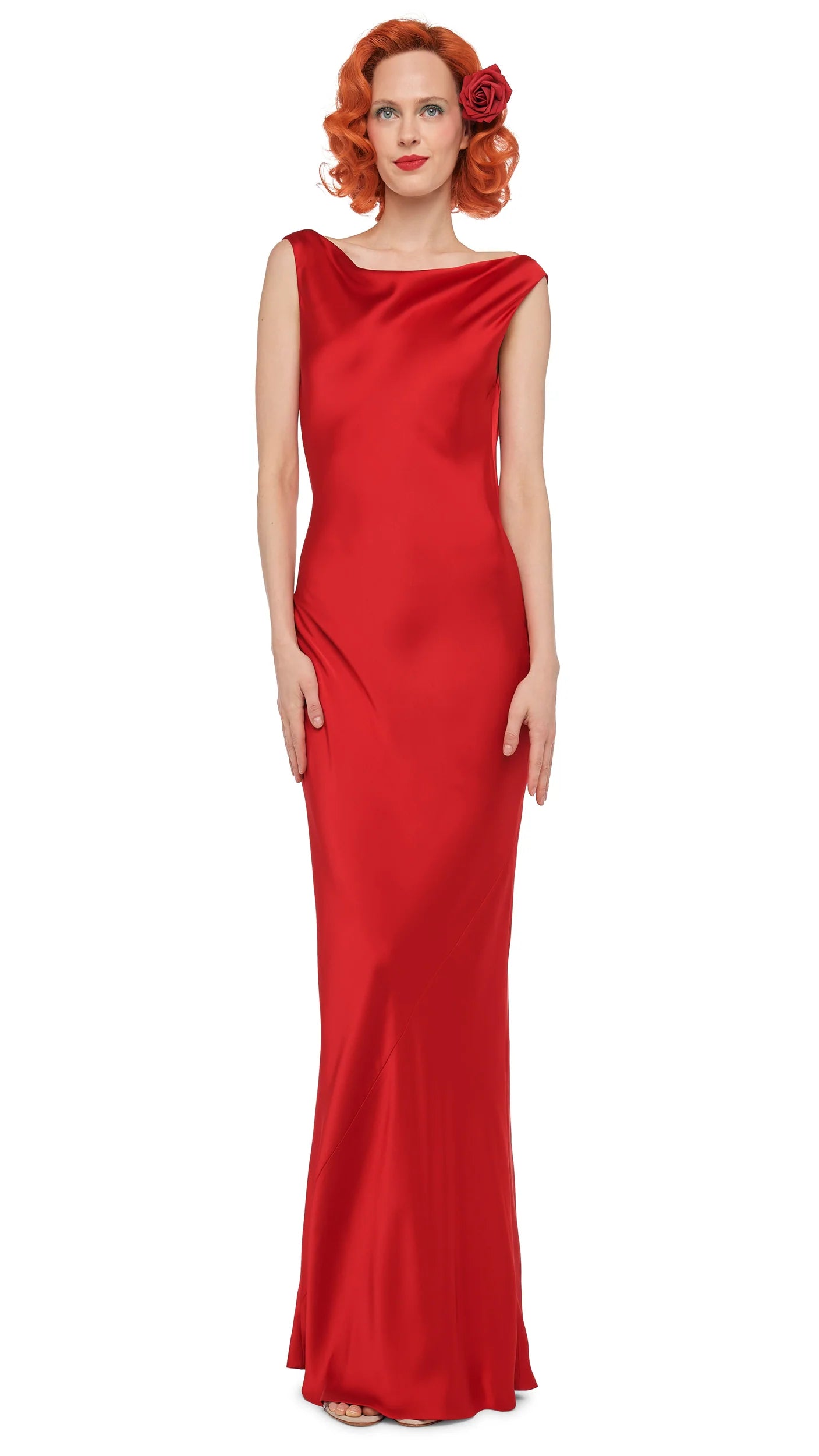 Sleeveless Low Back Drape Gown