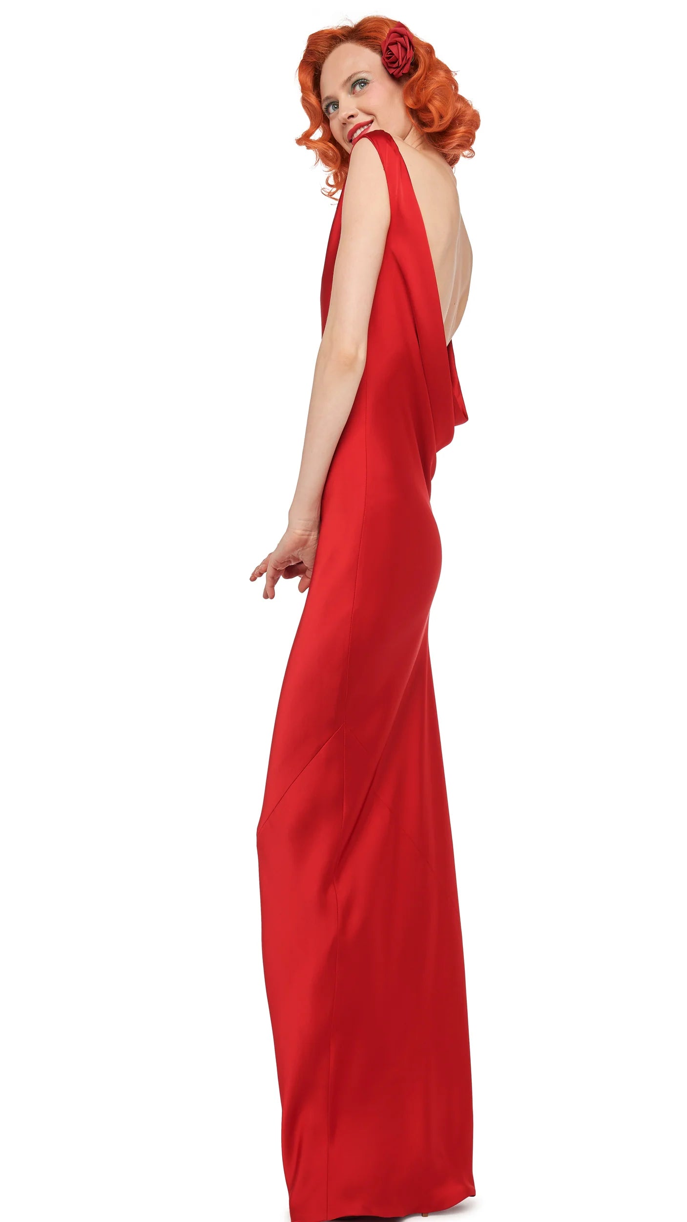 Sleeveless Low Back Drape Gown