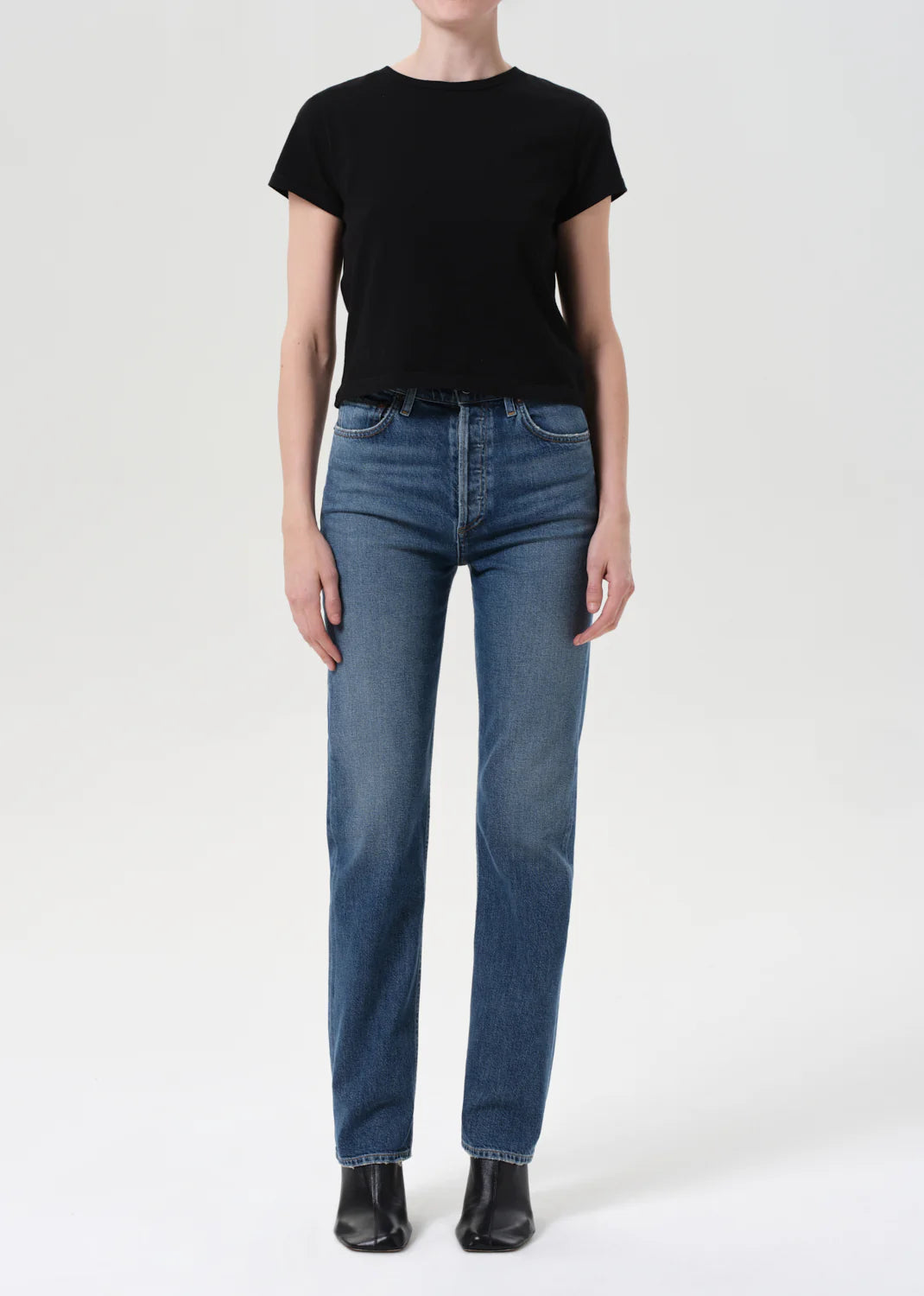 90’s Pinch Waist High Rise Straight Long (comfort stretch) in Overcast