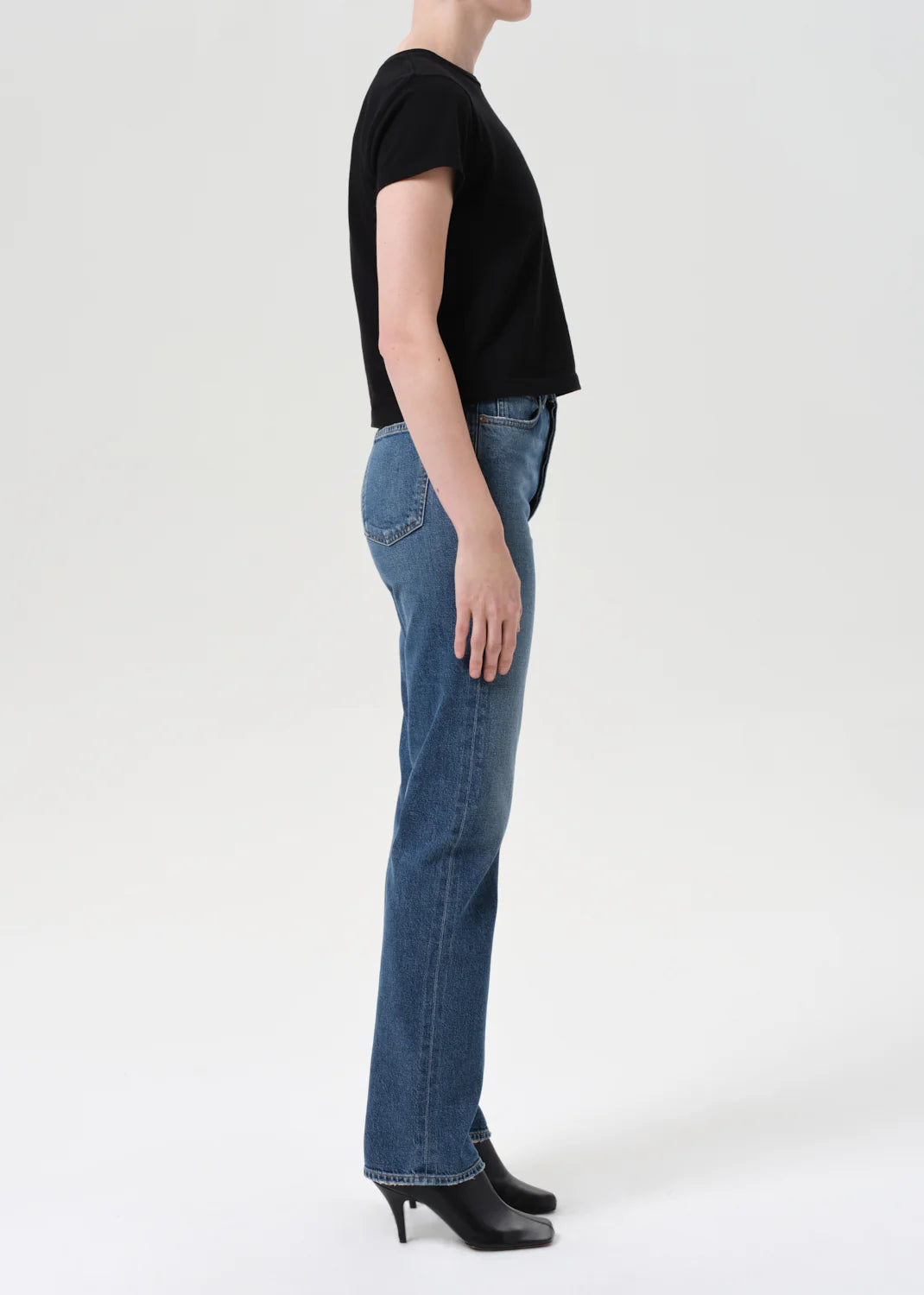 90’s Pinch Waist High Rise Straight Long (comfort stretch) in Overcast