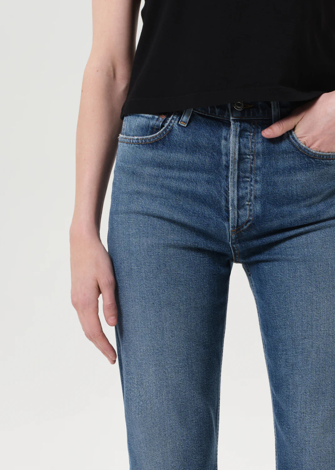 90’s Pinch Waist High Rise Straight Long (comfort stretch) in Overcast