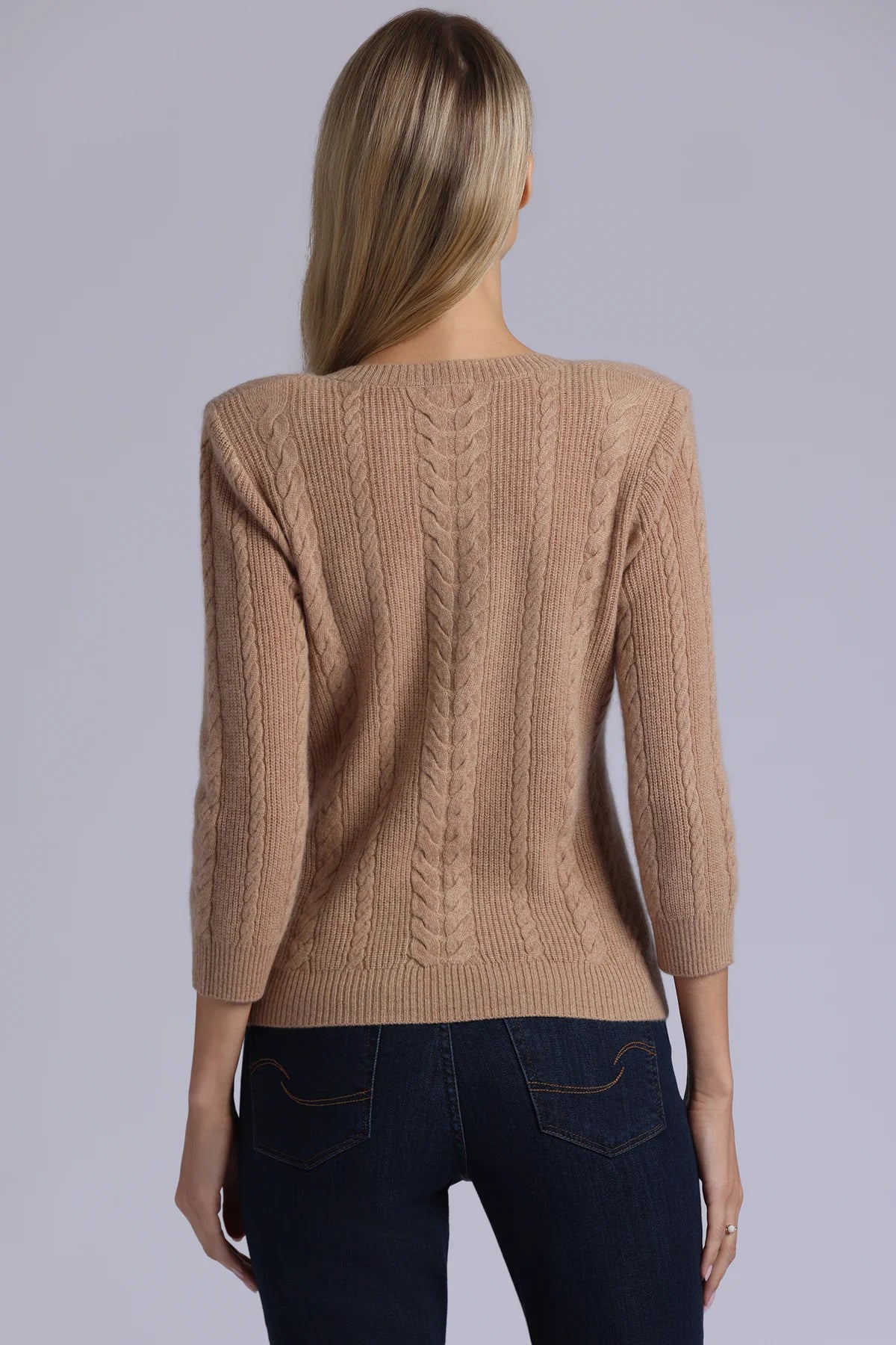 Cashmere Novelty Cable V Neck