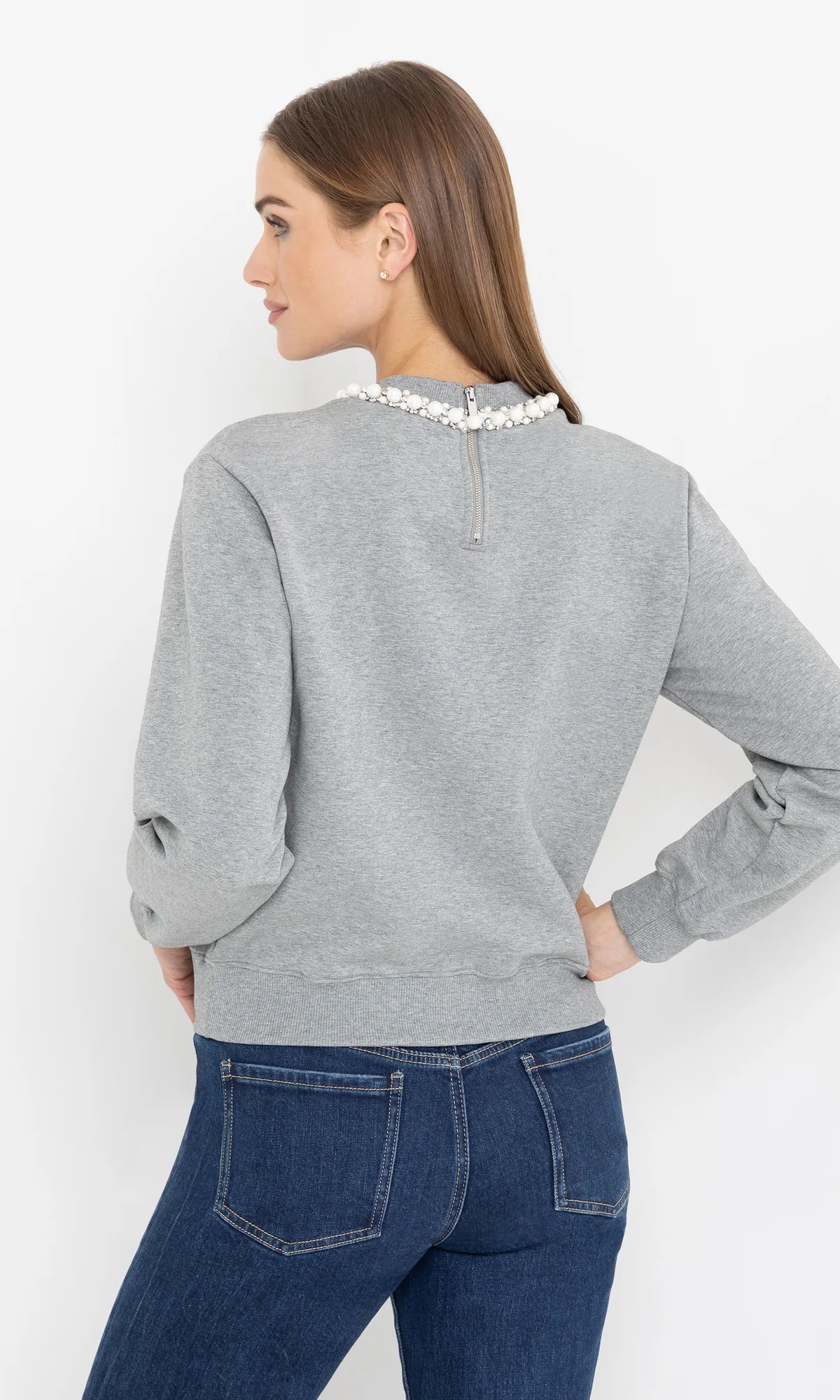 Jill Pearl/Crystal Embellished Sweatshirt