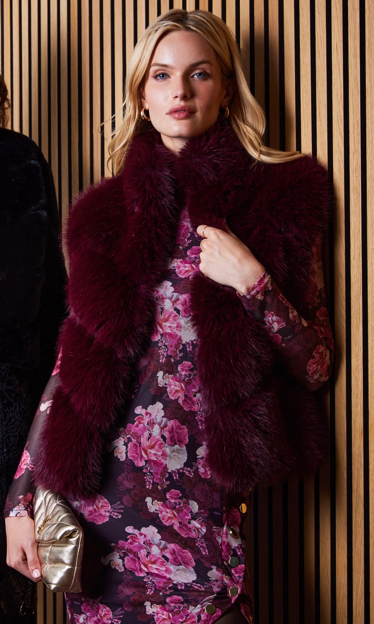 Rosario Faux Fur Vest Cabernet