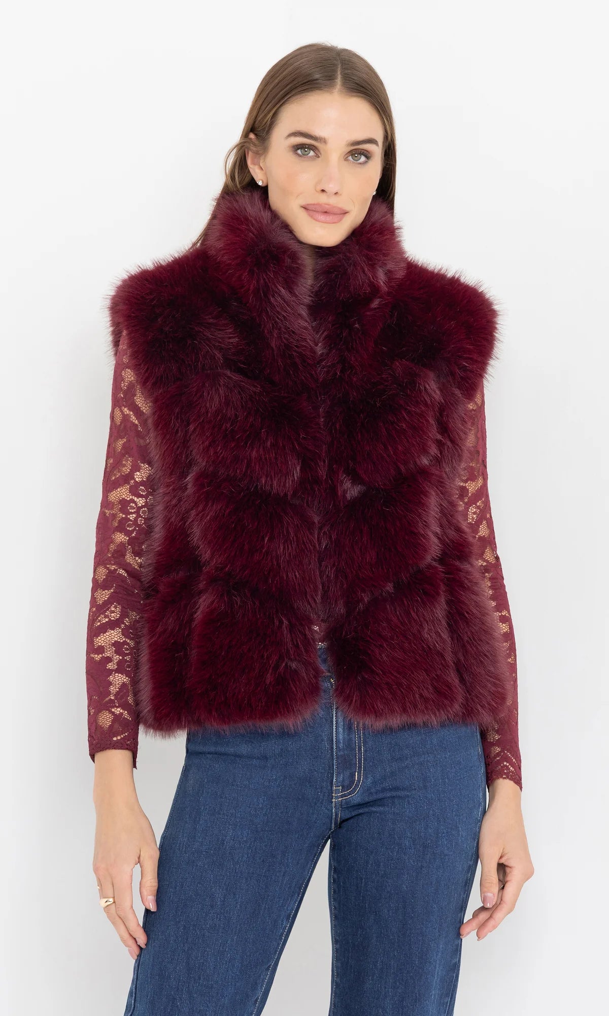 Rosario Faux Fur Vest Cabernet