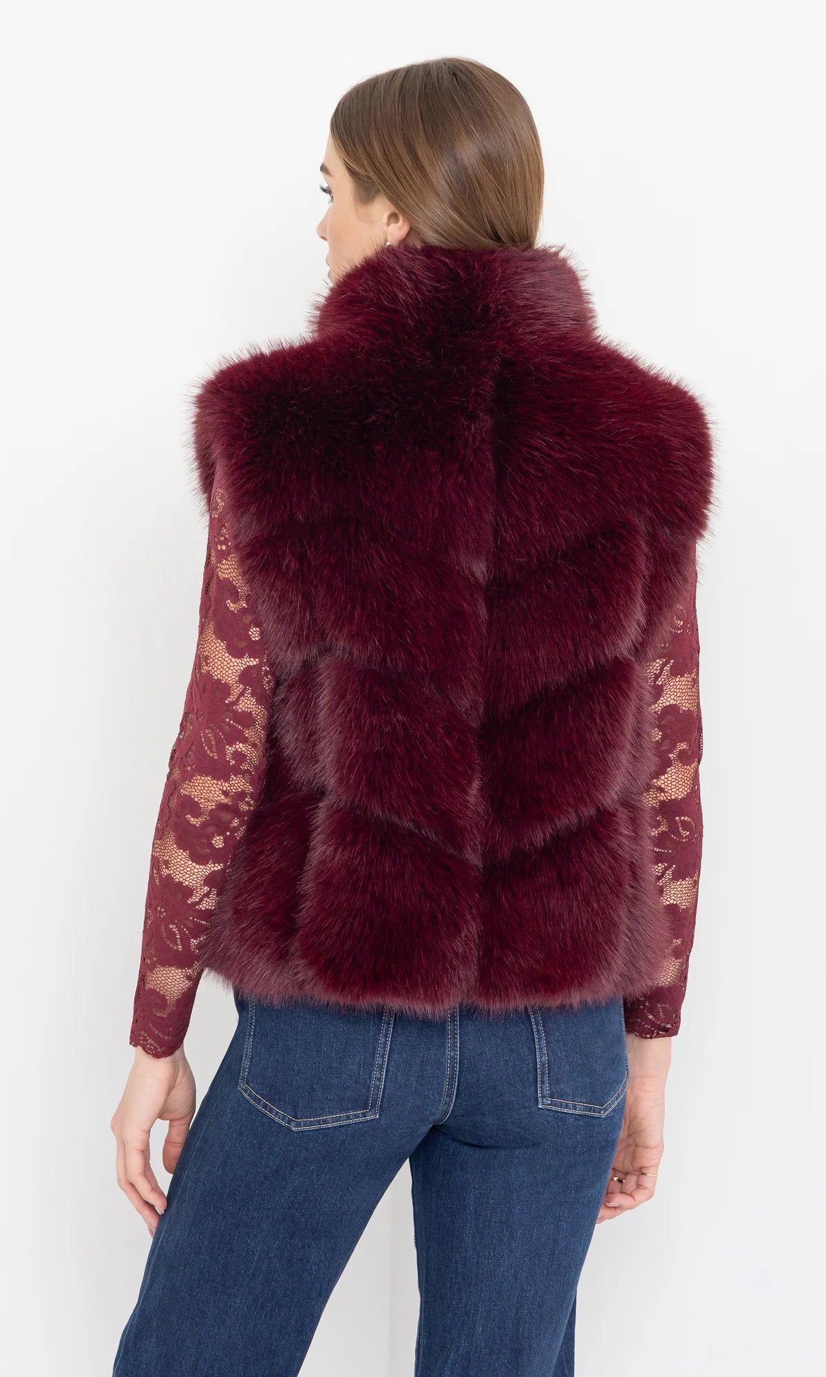 Rosario Faux Fur Vest Cabernet