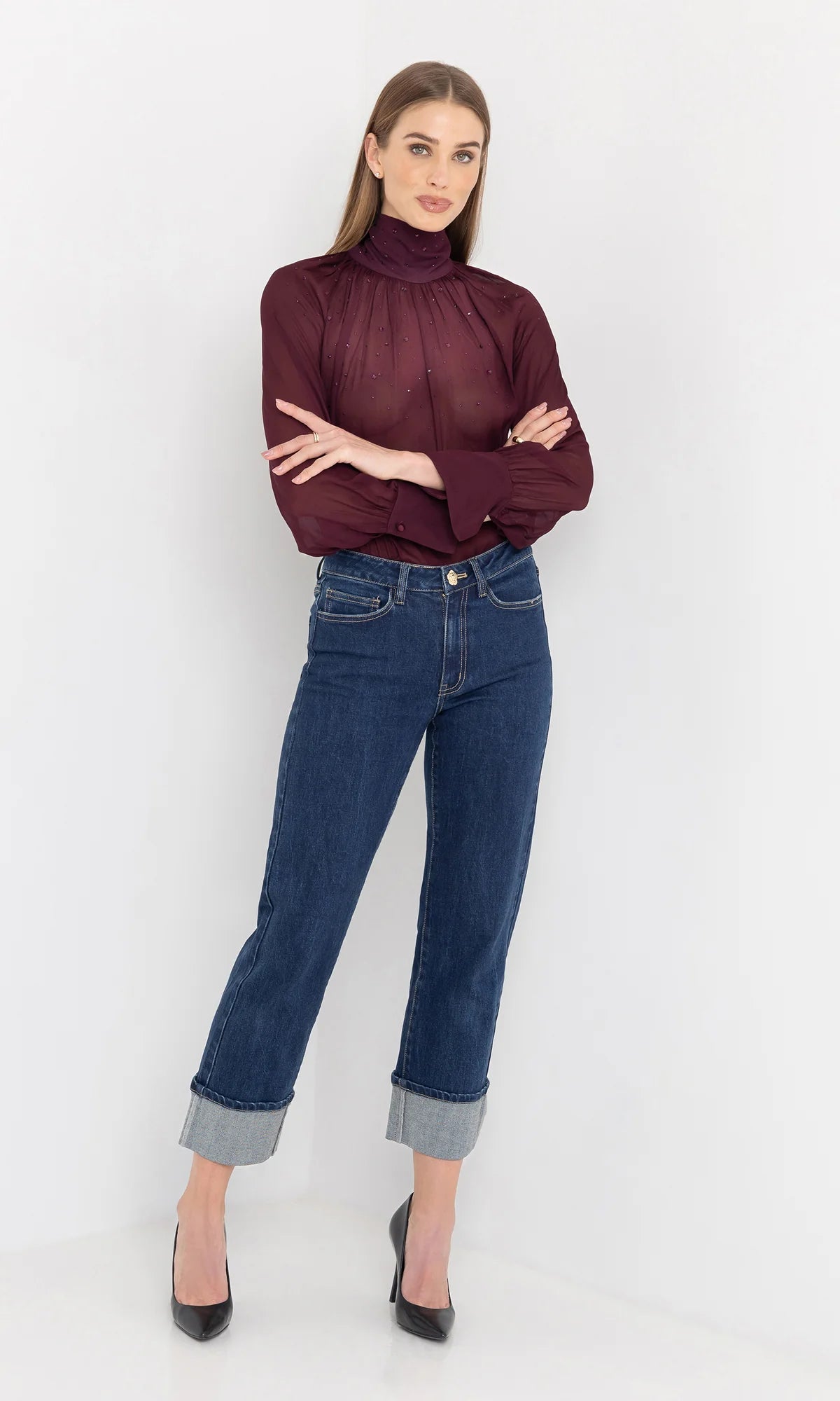 Noor Crystal Blouse Cabernet