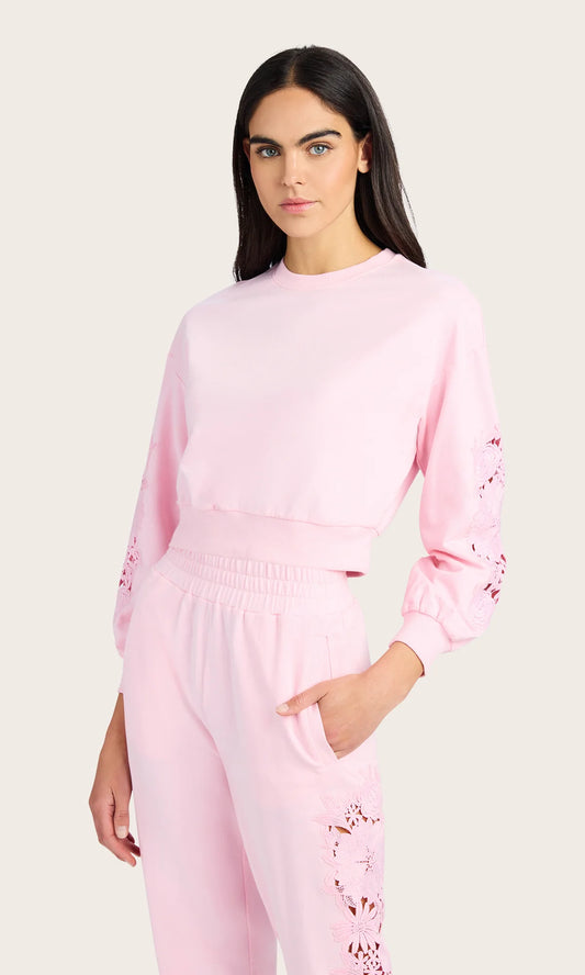 Arabella Lace Combo Sweatshirt Pink