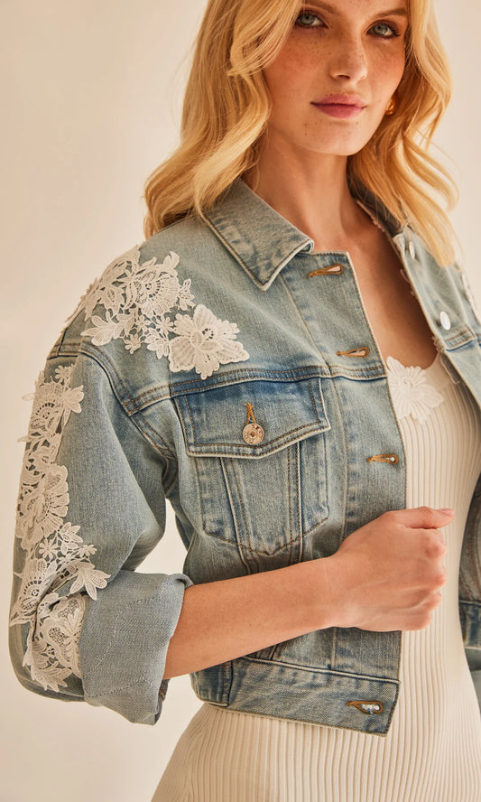 Valex Lace Combo Denim Jacket