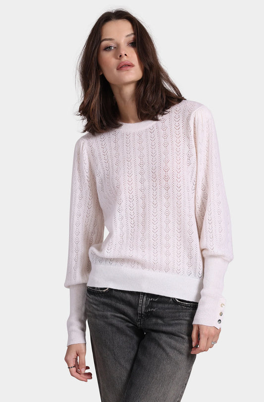 Cashmere Blousant Sleeve Crew Neck Pullover