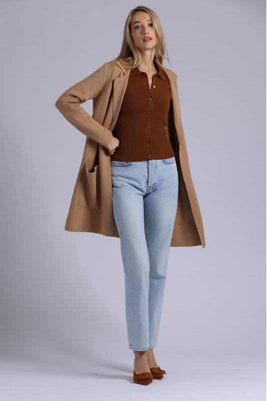 Cotton Cashmere Solid Double Face Notch Collar Coat