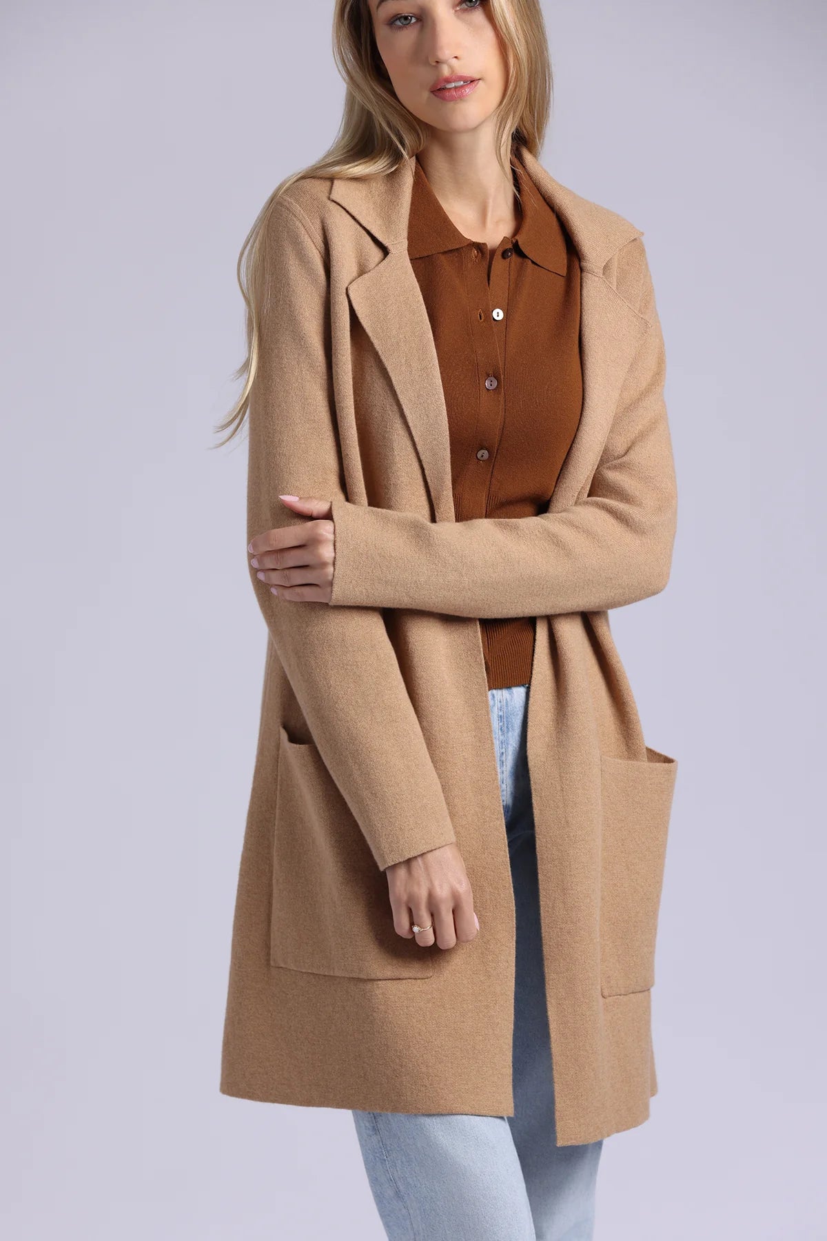 Cotton Cashmere Solid Double Face Notch Collar Coat