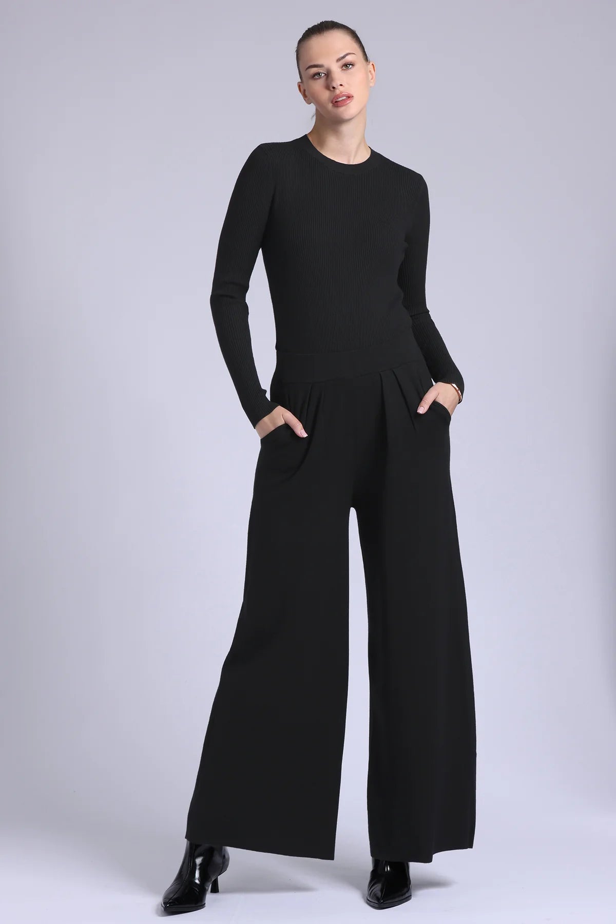 Viscose Ribbed Long Sleeve Crew