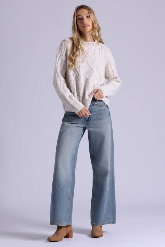 Pure Air Cashmere Mixed Cable Pattern Sweater