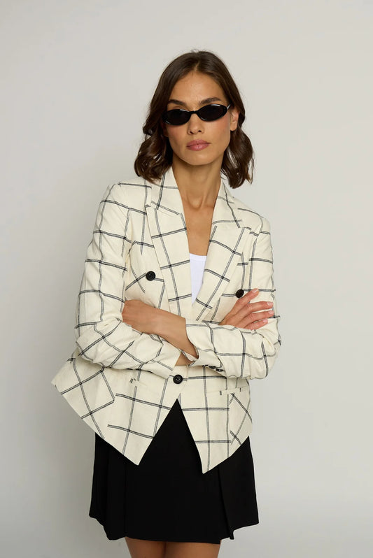 Linen Scrunched Sleeve Blazer