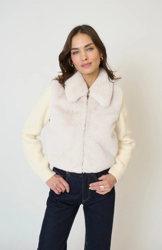 Gia Cropped Fur Sweater