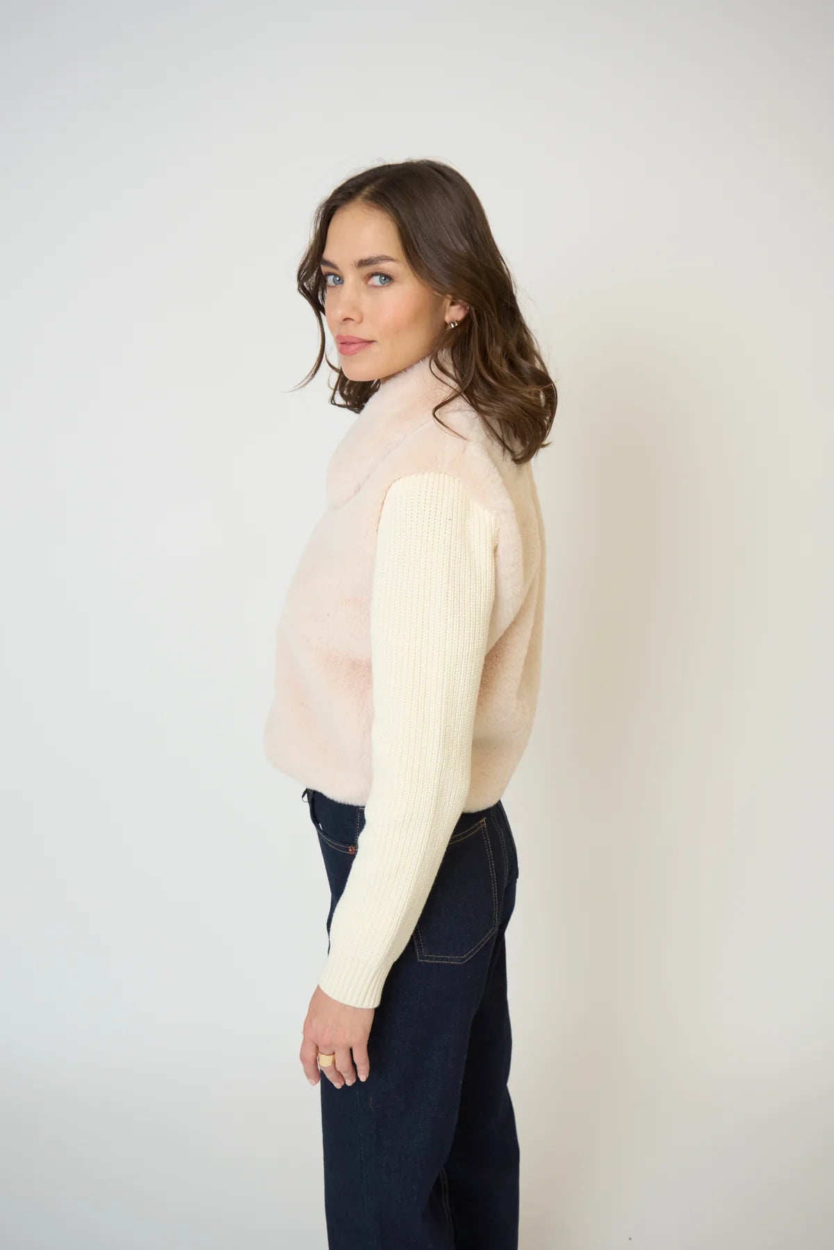 Gia Cropped Fur Sweater