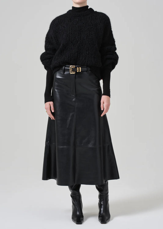Cassia Leather Skirt Black