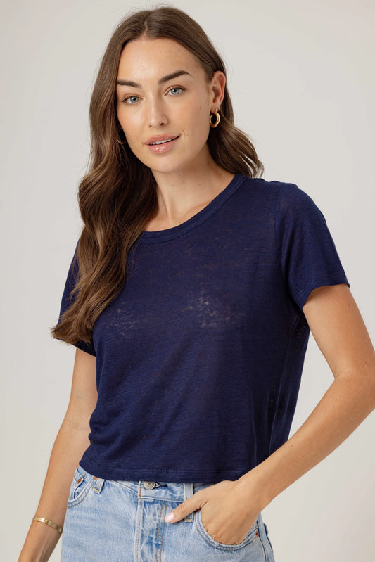 Linen Brother Tee Navy