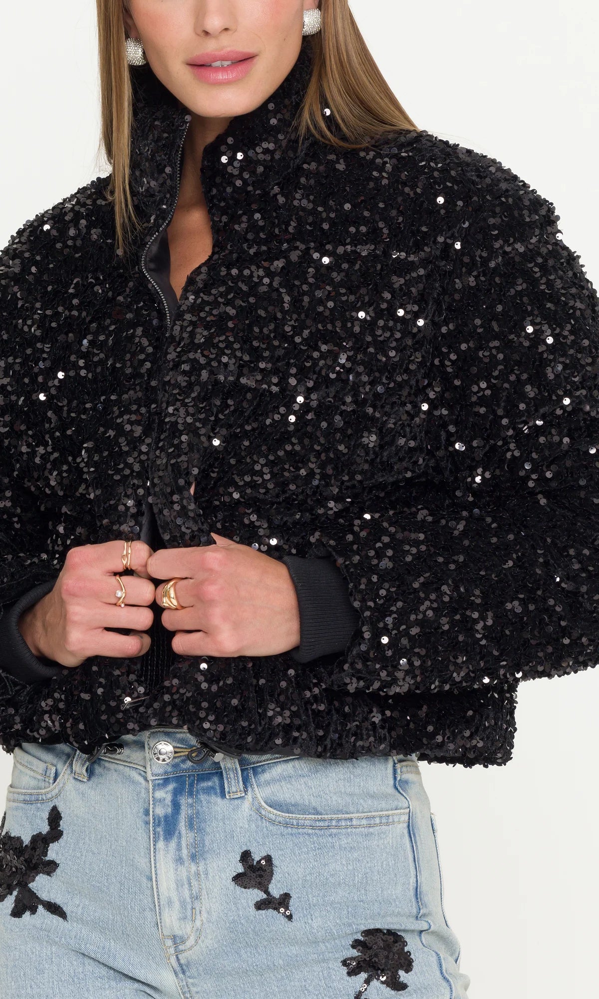 Rhoda Velvet Sequin Puffer