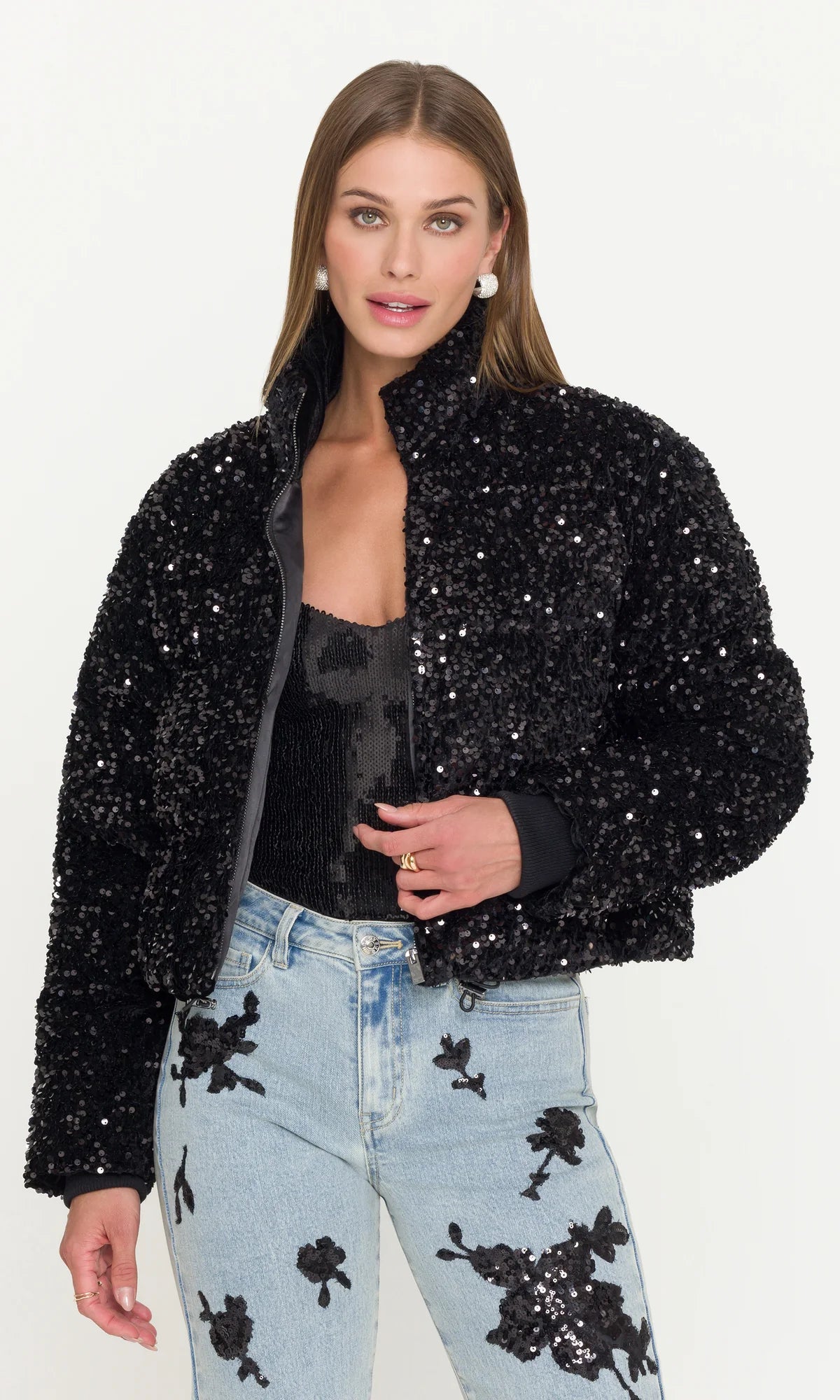 Rhoda Velvet Sequin Puffer