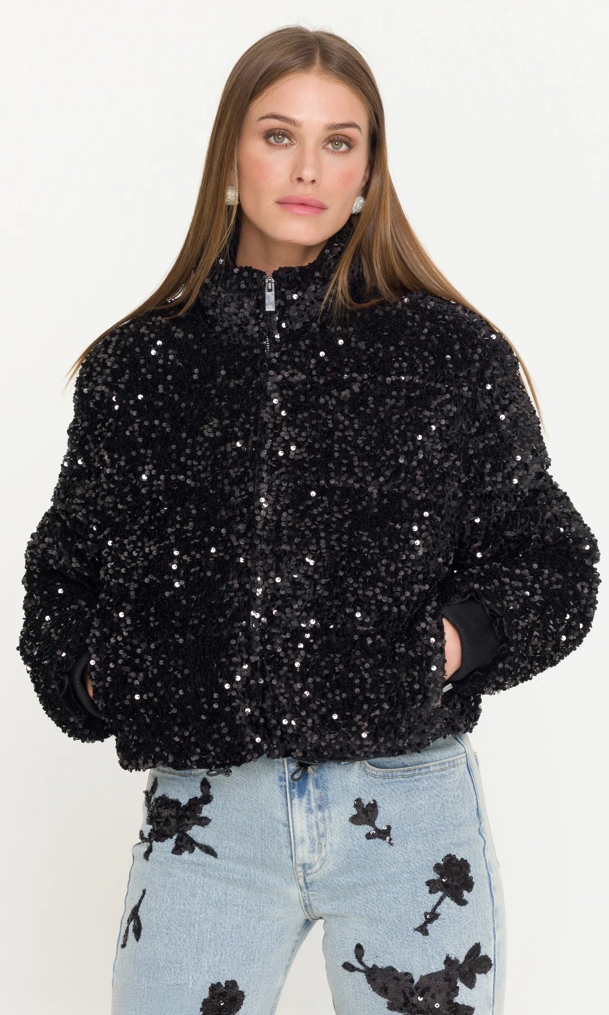 Rhoda Velvet Sequin Puffer