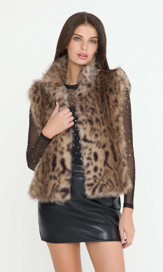 Liona Leopard Faux Fur Vest