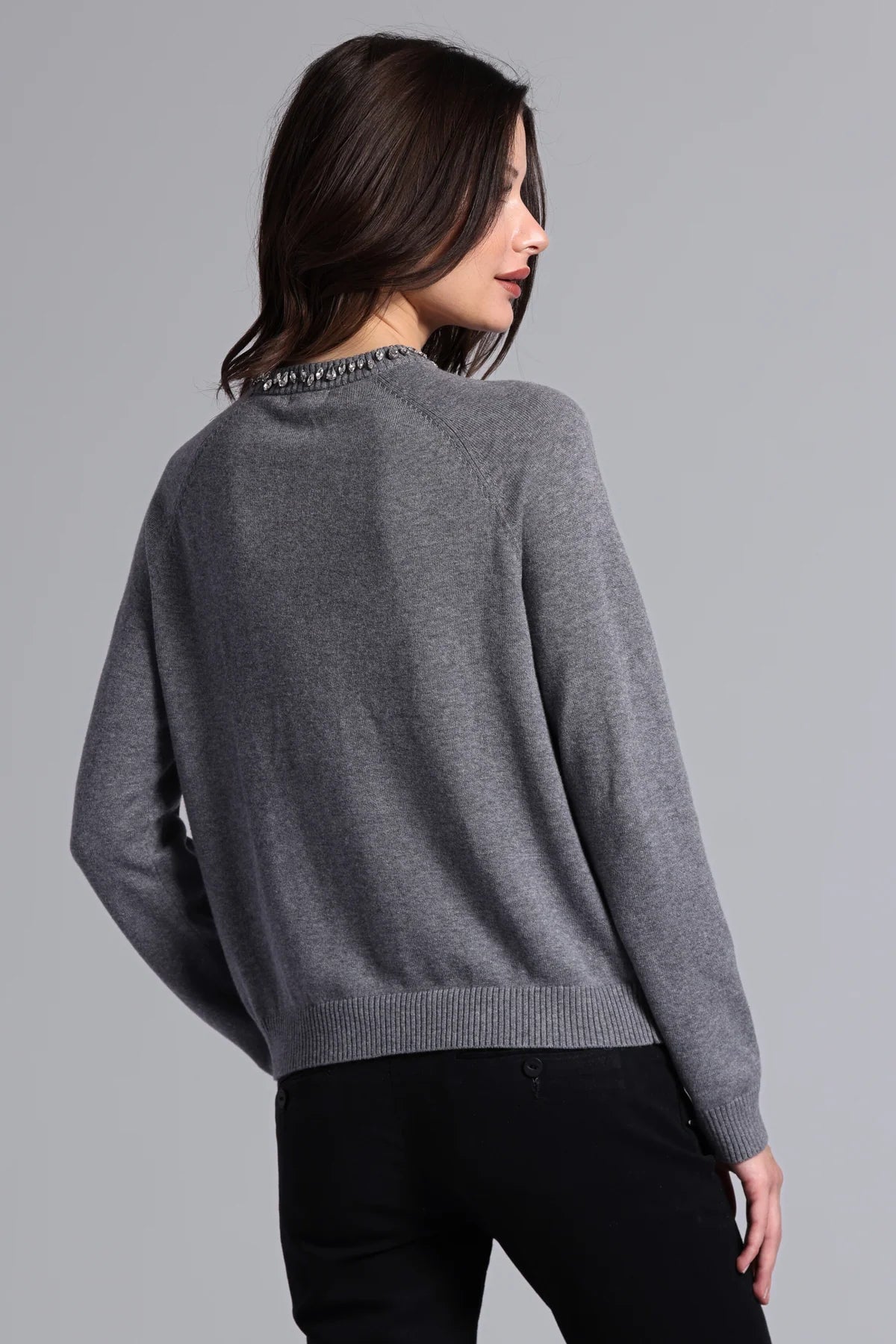 Cotton Cashmere Raglan Crew Jewel Neck