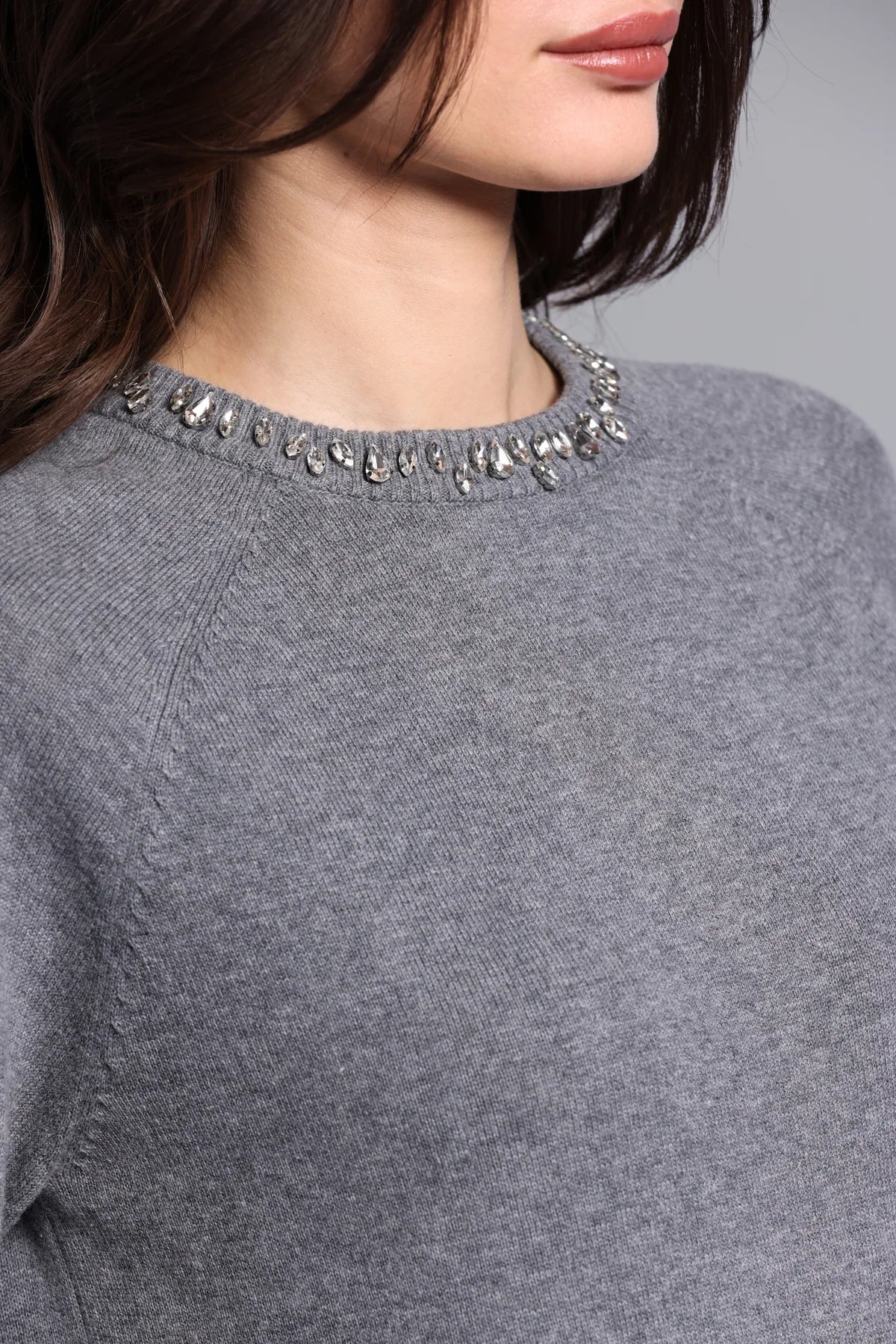Cotton Cashmere Raglan Crew Jewel Neck