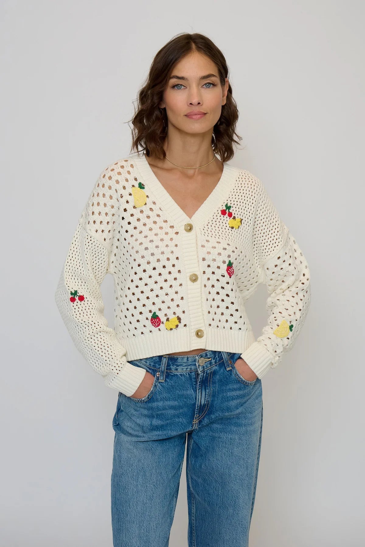 Darcy Open Stitch Embroidered Cardi