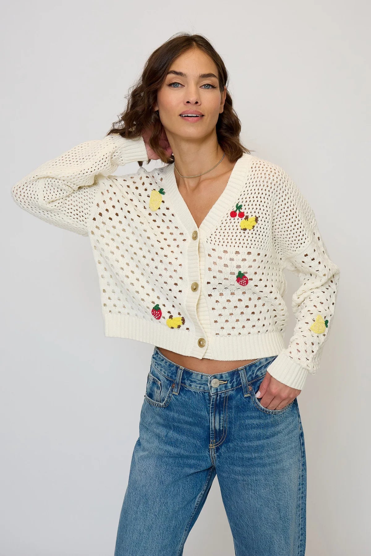 Darcy Open Stitch Embroidered Cardi