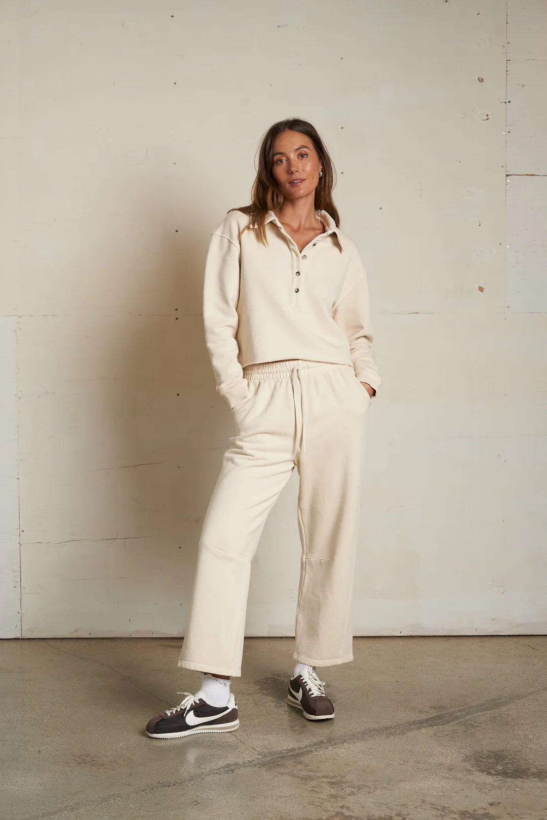 Vinny Fleece Henley Sweatshirt Sugar