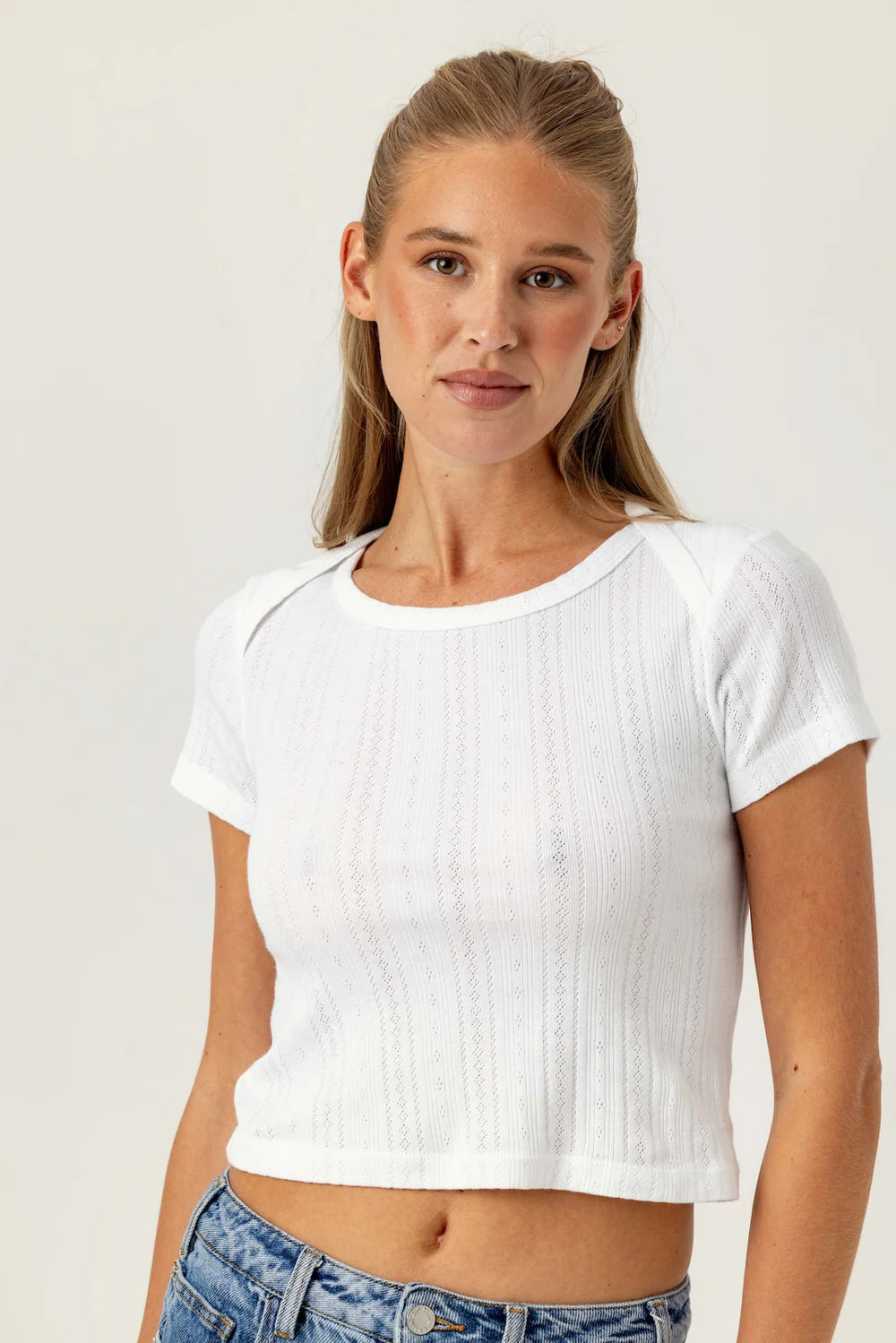 Pointelle Baby Brother Tee